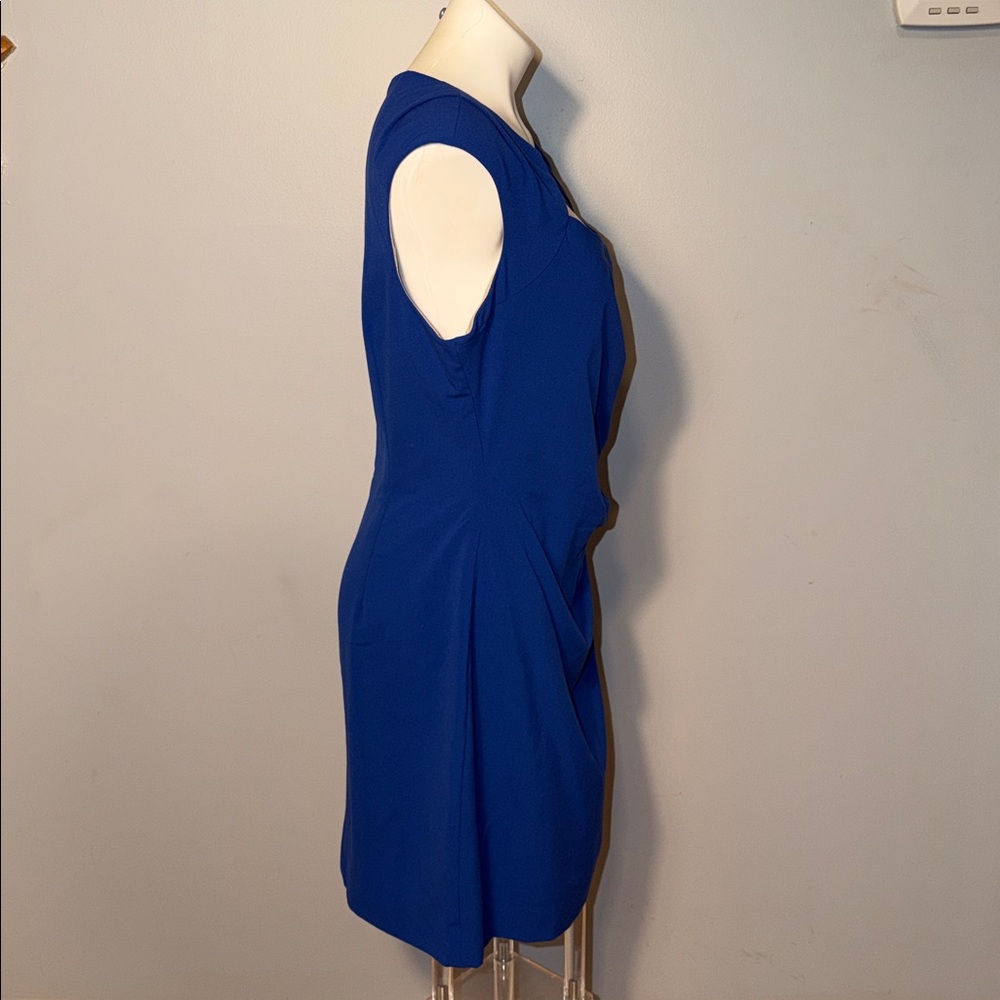 CALVIN KLEIN Ladies Cap Sleeve Ruched Sheath Dress. Royal Blue. Size 14. - Picture 5 of 10